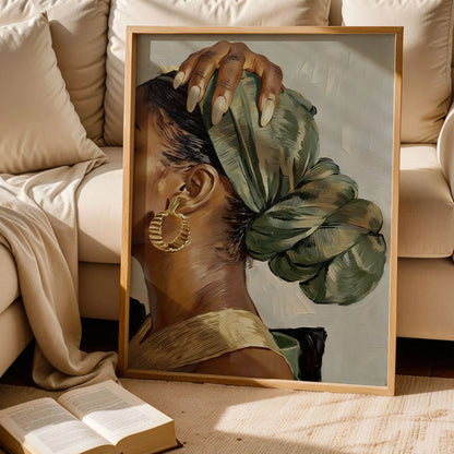 Black Girl Art Green Headwrap Poster