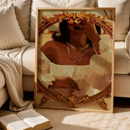 Black Woman Gold Jewelry Art