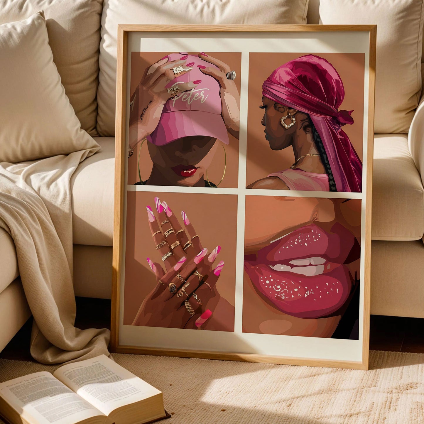 Black Girl Pink Bedroom Art Posters