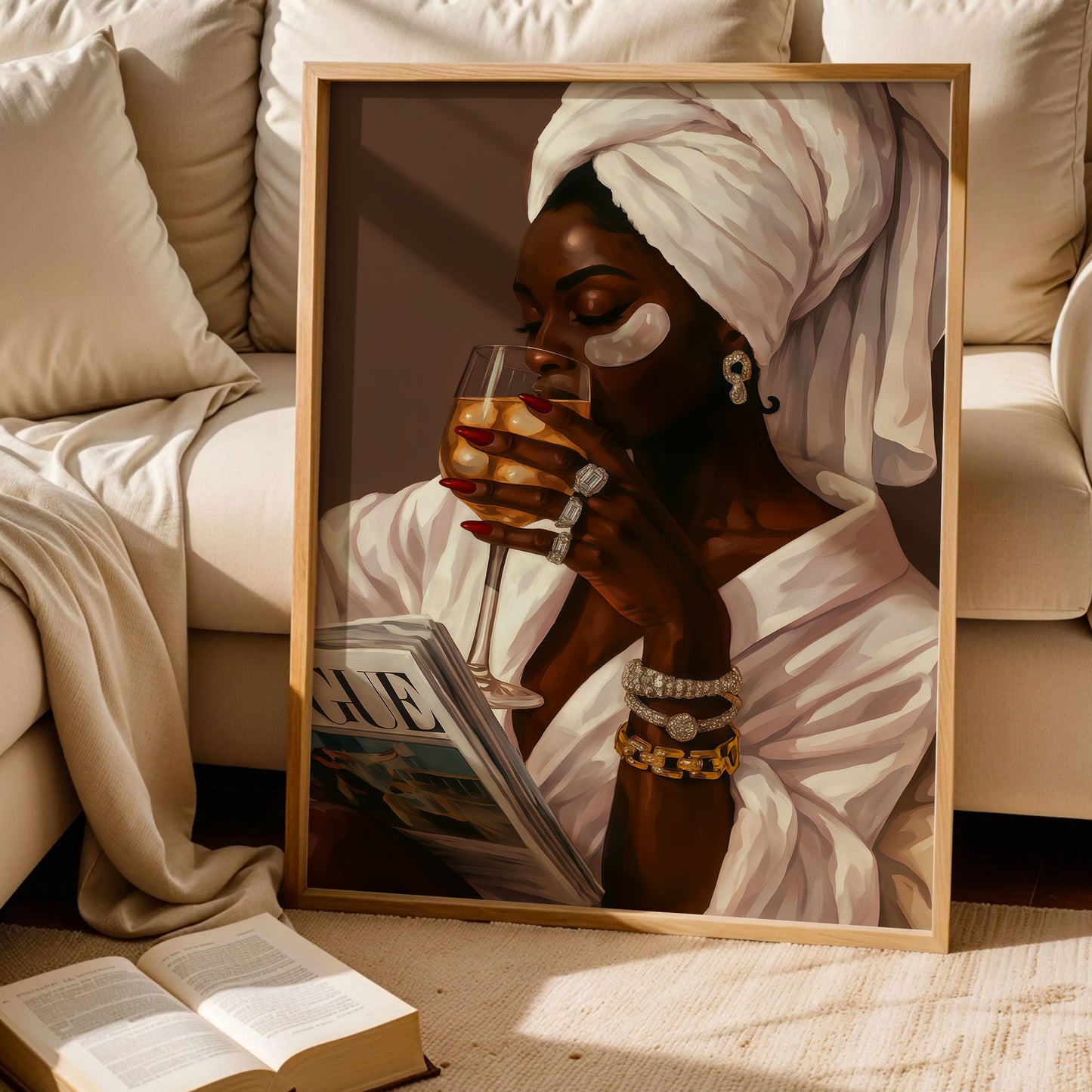 Stylish Black Woman Bathroom Wall Art