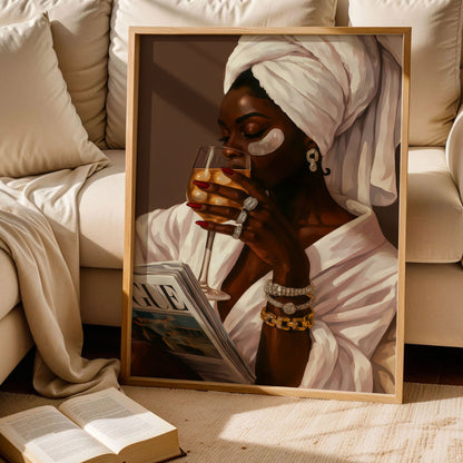 Stylish Black Woman Bathroom Wall Art