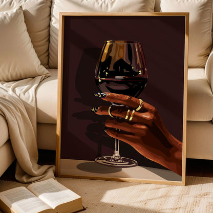 Black Woman And Wine Art