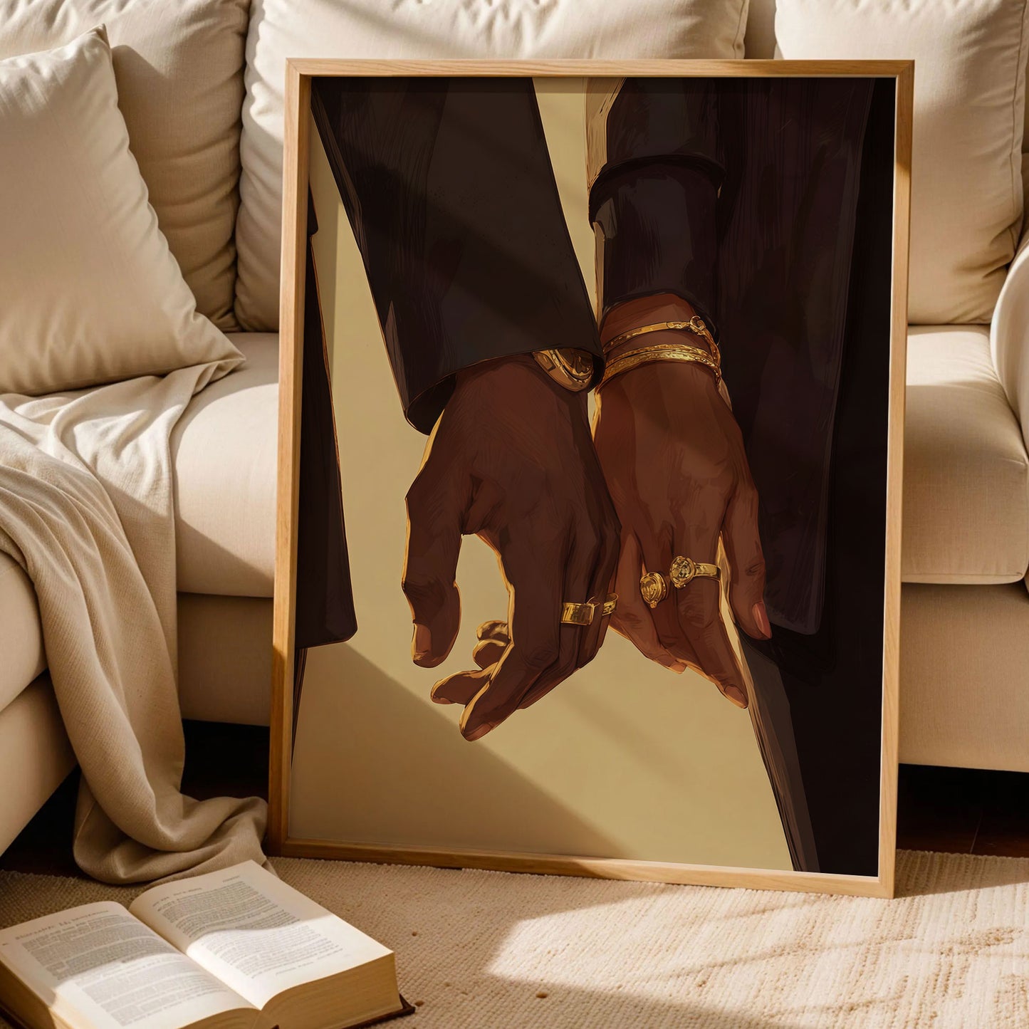 Black Couple Holding Hands Wall Art