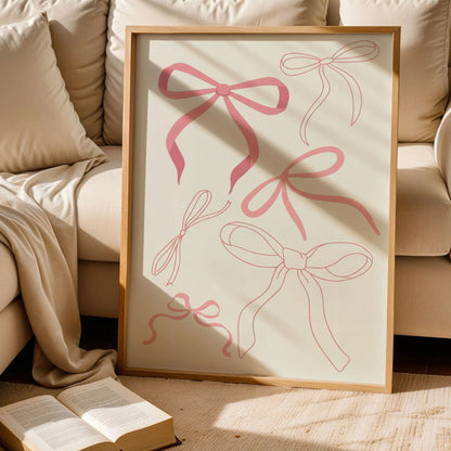 Pink Coquette Bows Print