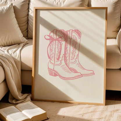 Pink Coquette Cowgirl Boots Print