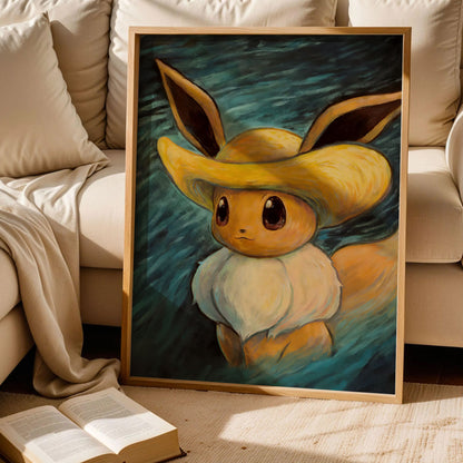 Pokemon Eevee Van Gogh Art Print