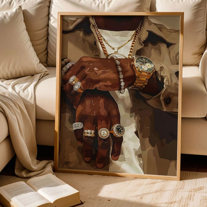 Hip Hop Jewelry Black Man Wall Art