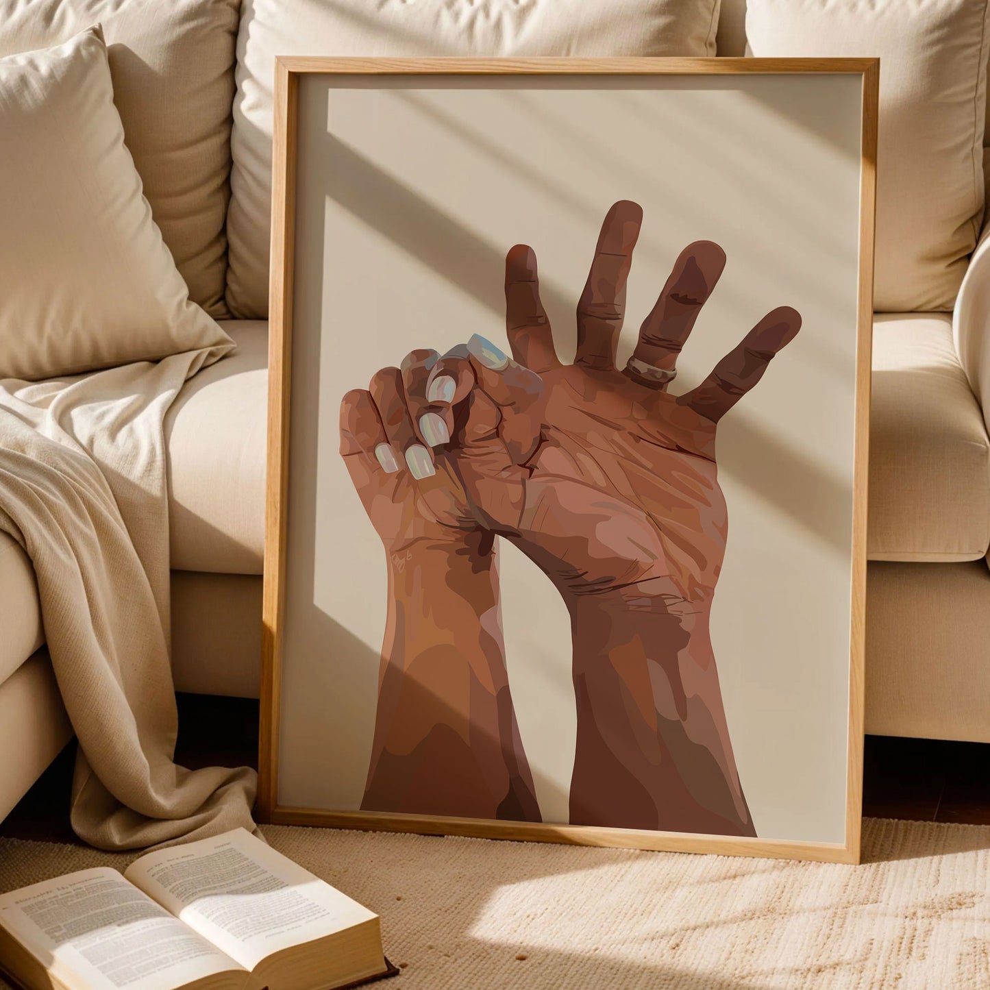 Black Couple Holding Hands Wall Art