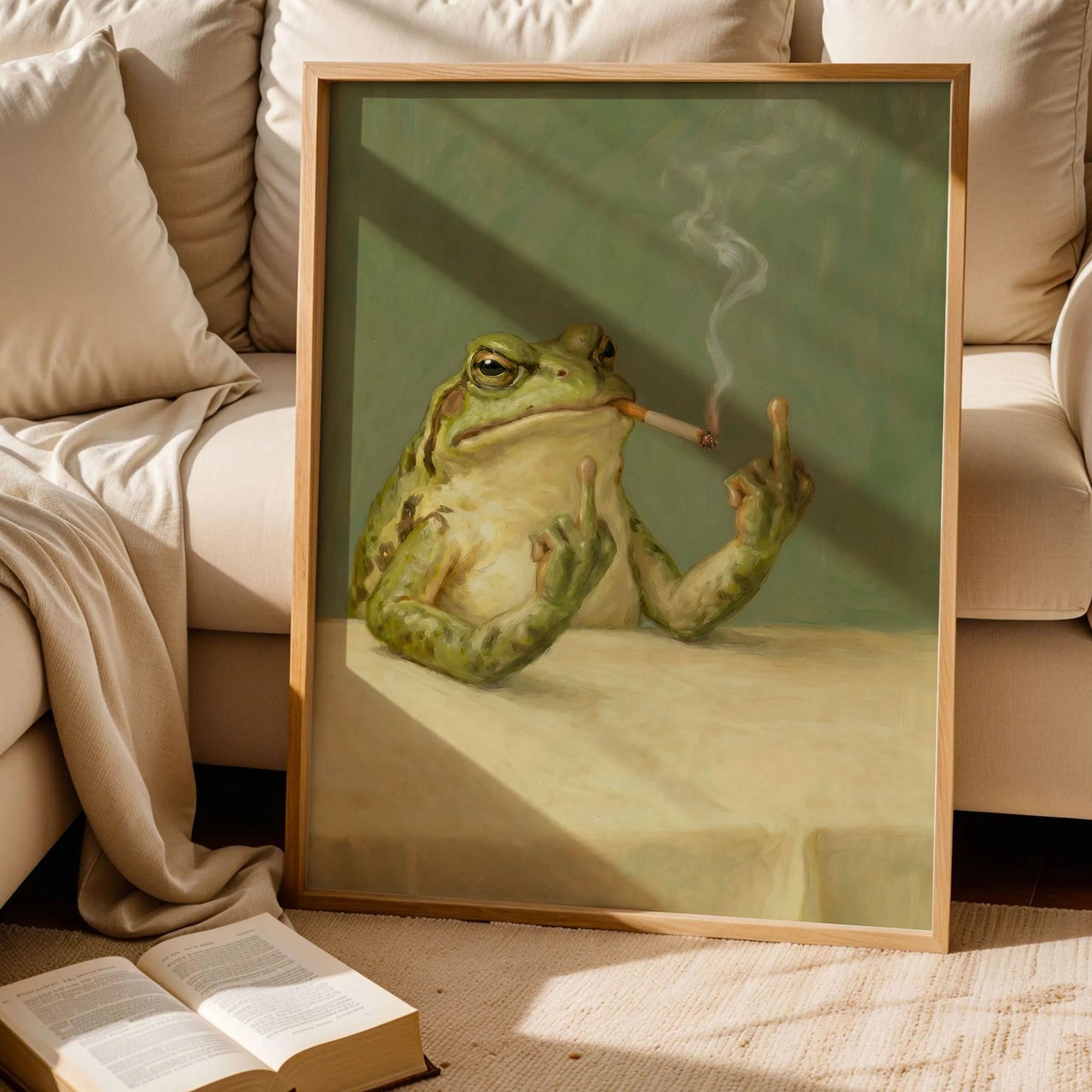 Frog Smoking a Cigarette Vintage Poster