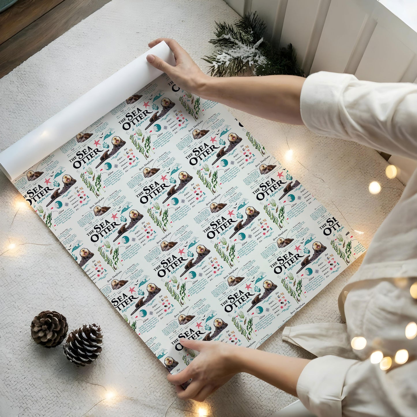 Monterey Bay Aquarium Otter Wrapping Paper Vintage Paper
