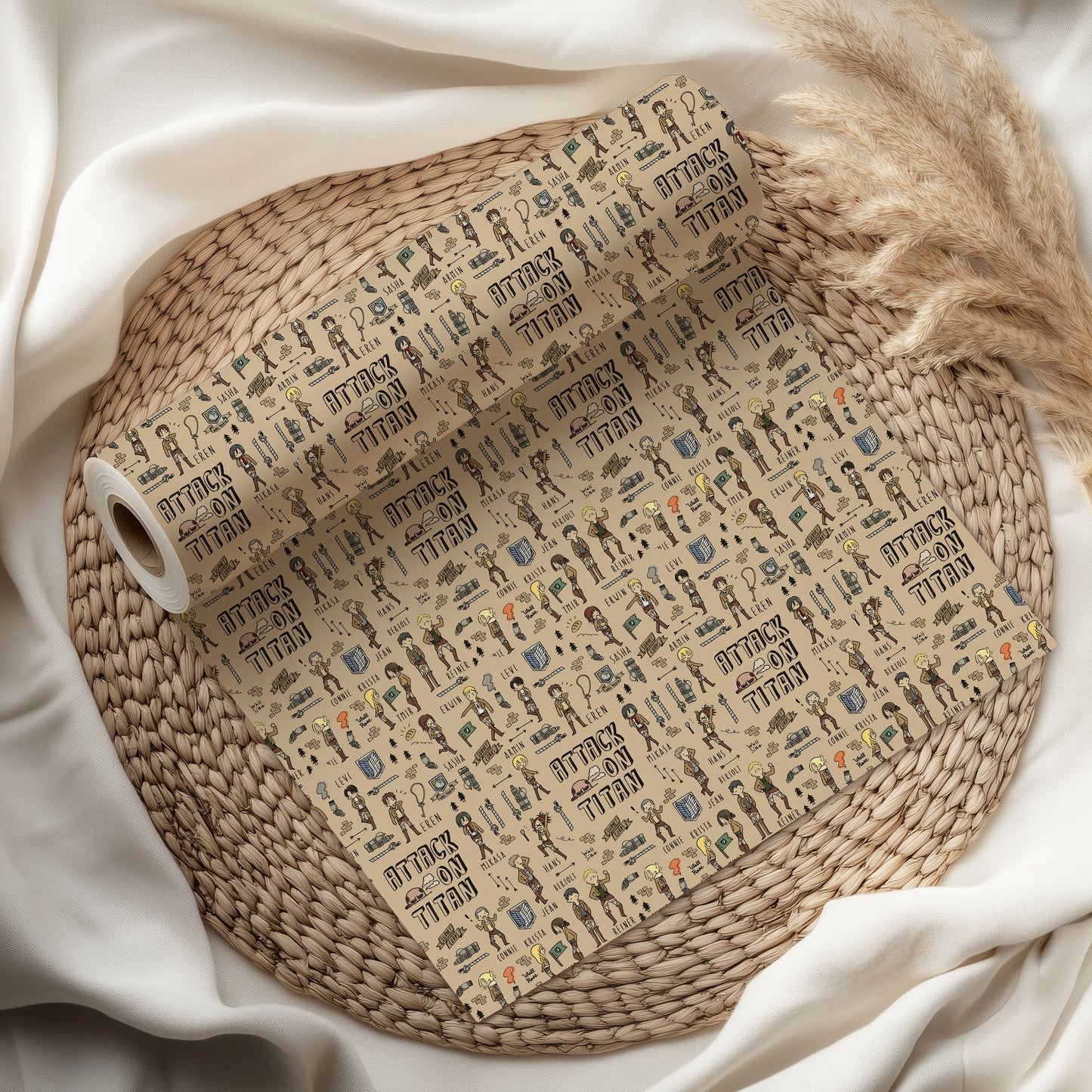 Attack on Titan Xmas Gift Wrap with Holiday