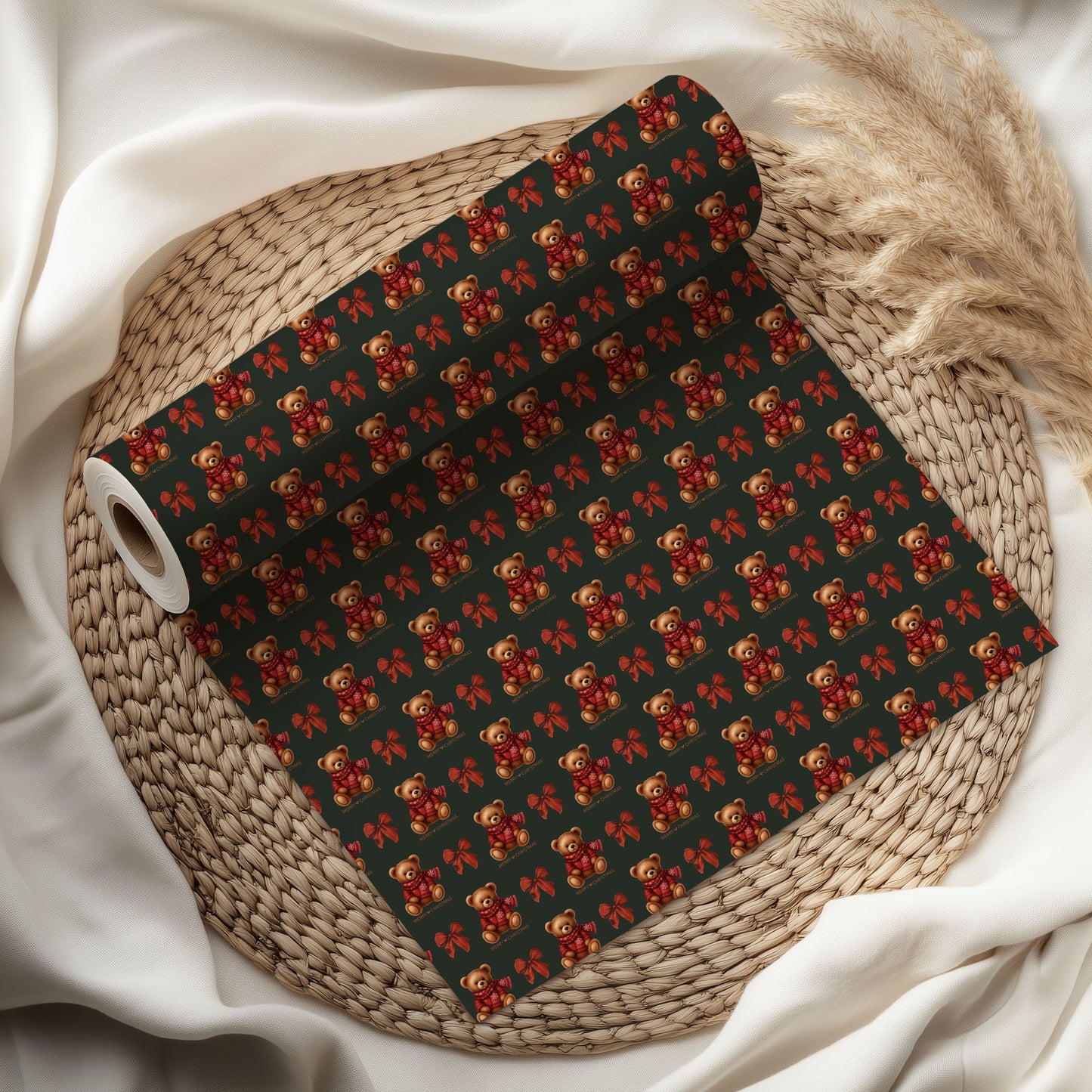 Tartan Teddy Bear Christmas Wrapping Paper