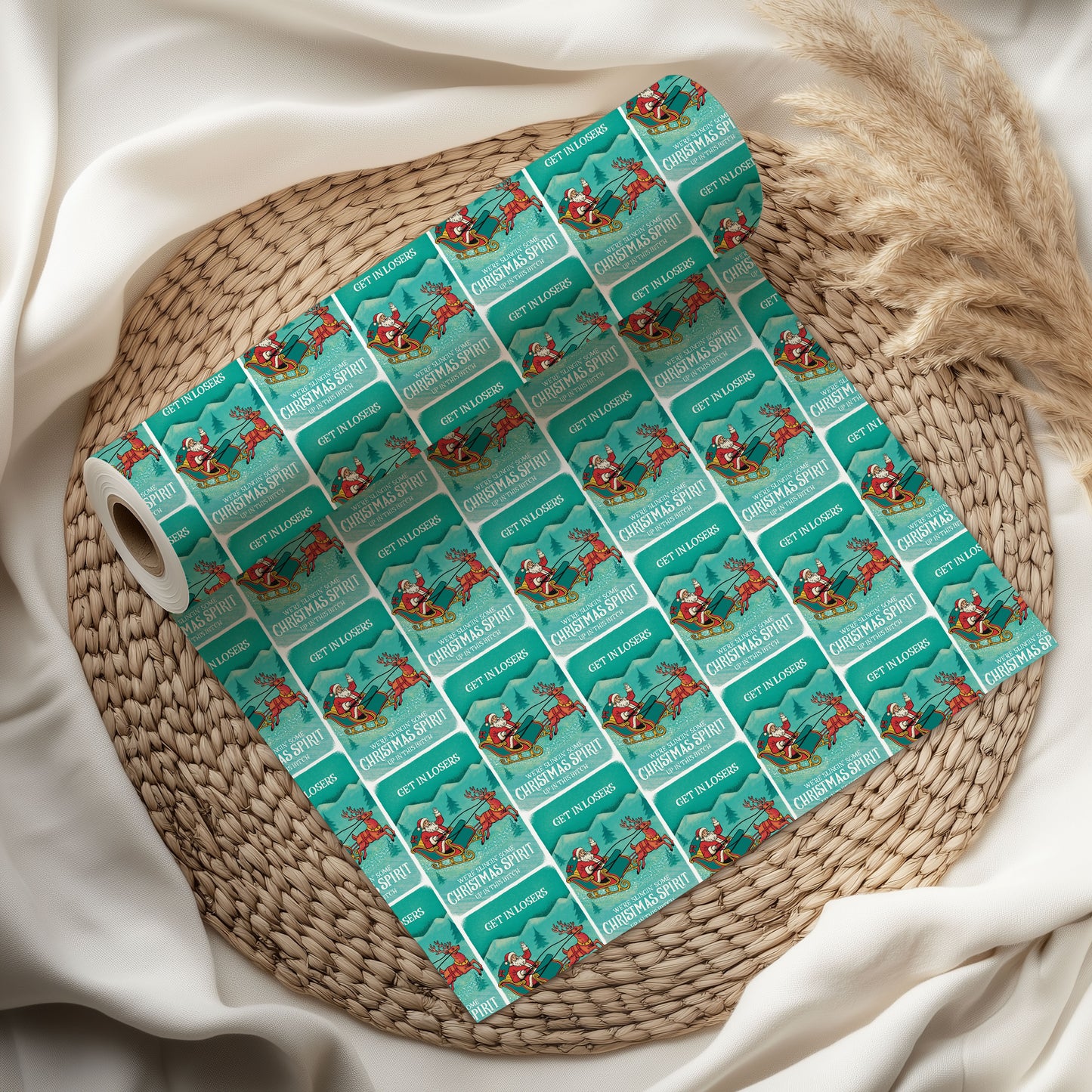 Santa Clause Get It Closers Xmas Holiday Gift Wrap