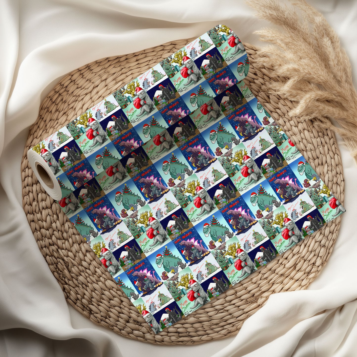 Godzilla Christmas Wrapping Paper Gift