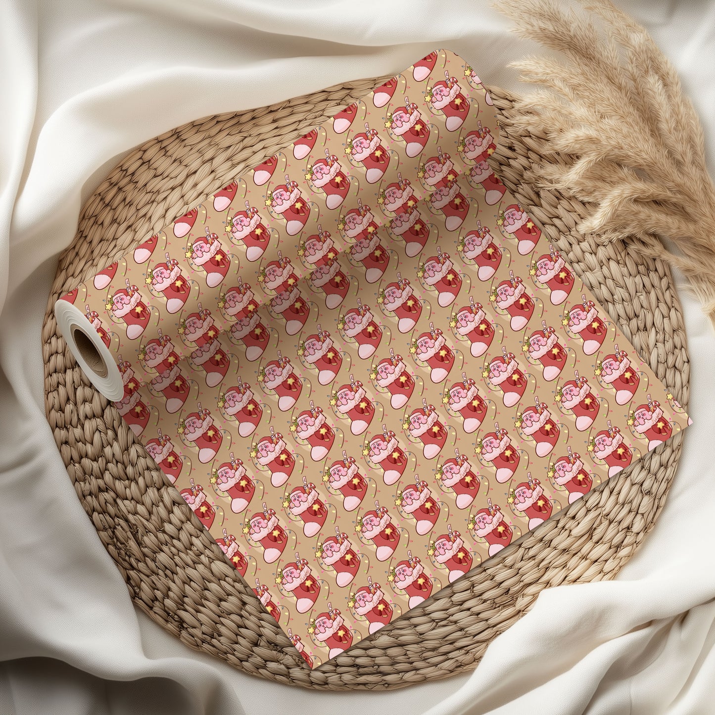 Kirby and Friends Wrapping Paper, Cute Holiday Wrap