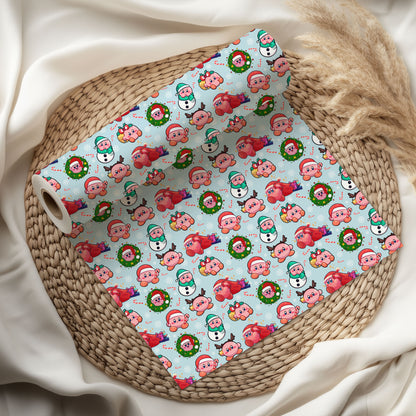 Cute Kirby Wrapping Paper, Fun Christmas Gift Wrap