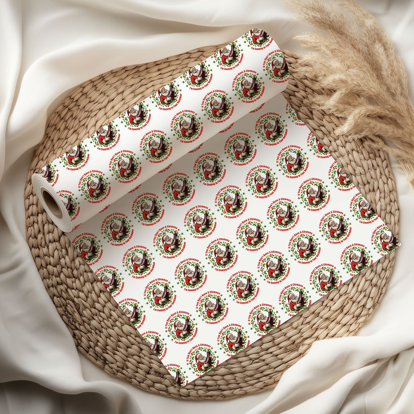 Funny Santa Adult Christmas Wrapping Paper Roll