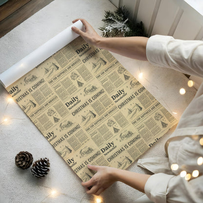 Christmas Is Coming Newspaper Wrapping Paper