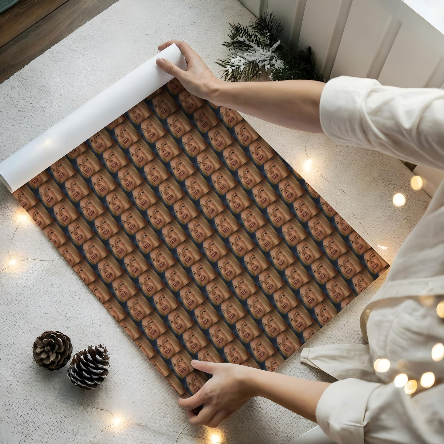 White Chicks Meme Gift Wrap with Holiday Trees