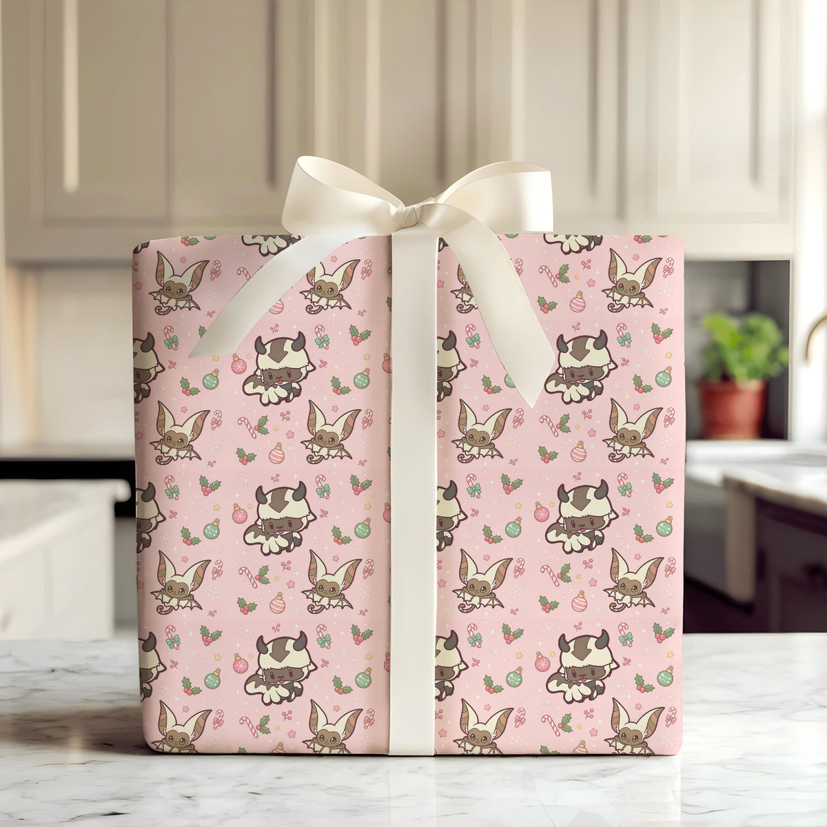 Avatar the Last Airbender Appa & Momo Wrapping Paper - Pink