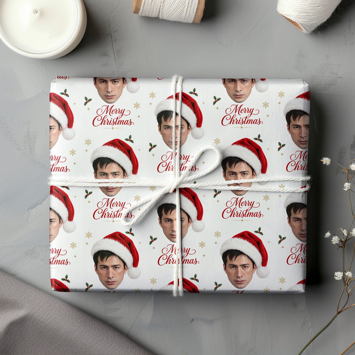White Santa Hat 2 Heated Rivalry Wrapping Paper – Christmas Gift Wrap for Fans