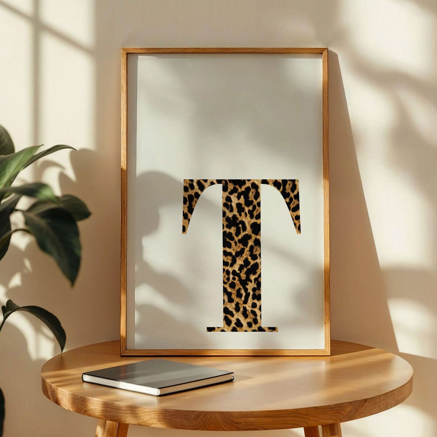 Letter T Leopard Initial Poster