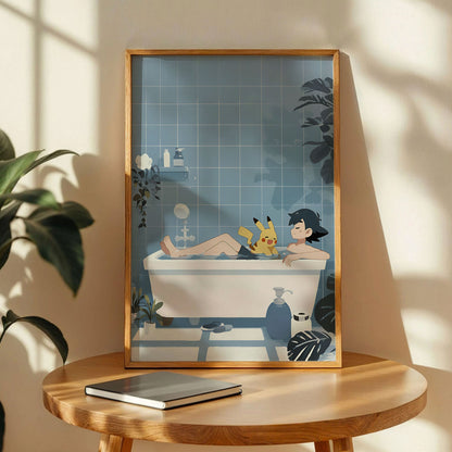 Pikachu Bath Time Poster