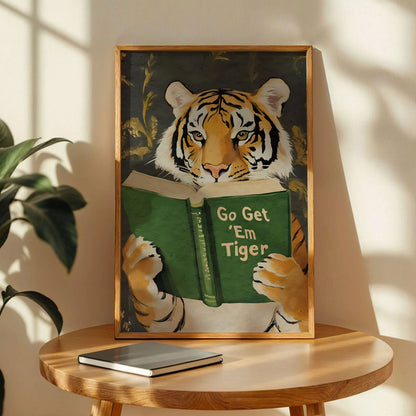 Tiger Reading Book Poster