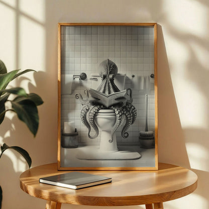 Funny Octopus Reading Newspaper Poster