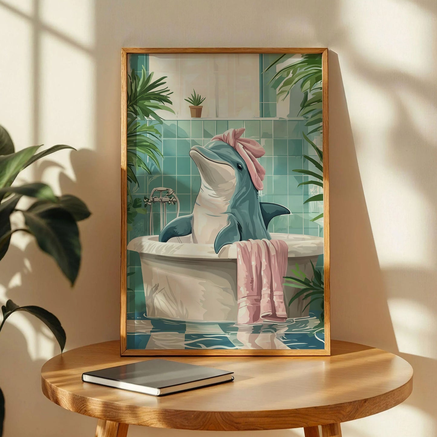 Dolphin in the Bathtub Wall Art Print