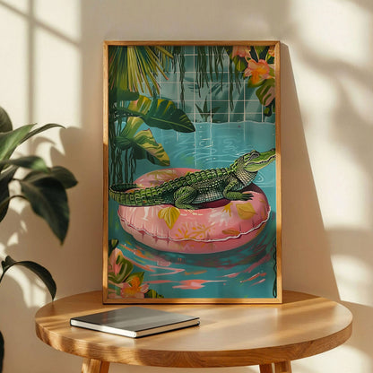 Alligator on a Pool Float Print
