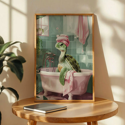 Turtle in The Bathtub Bathroom Art