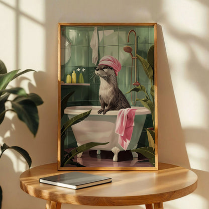 Otter in The Bathtub Bathroom Print