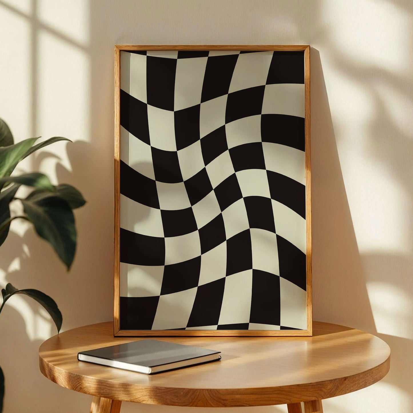 Black and Cream Checkered Art Print