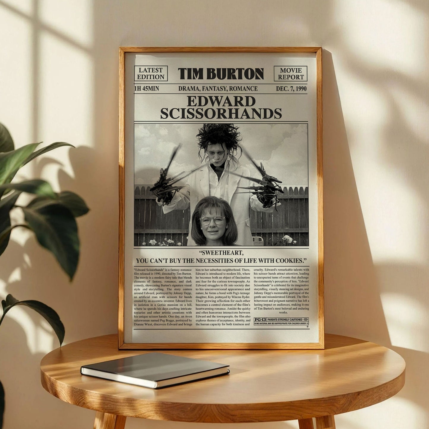 Edward Scissorhands Newspaper Movie Poster