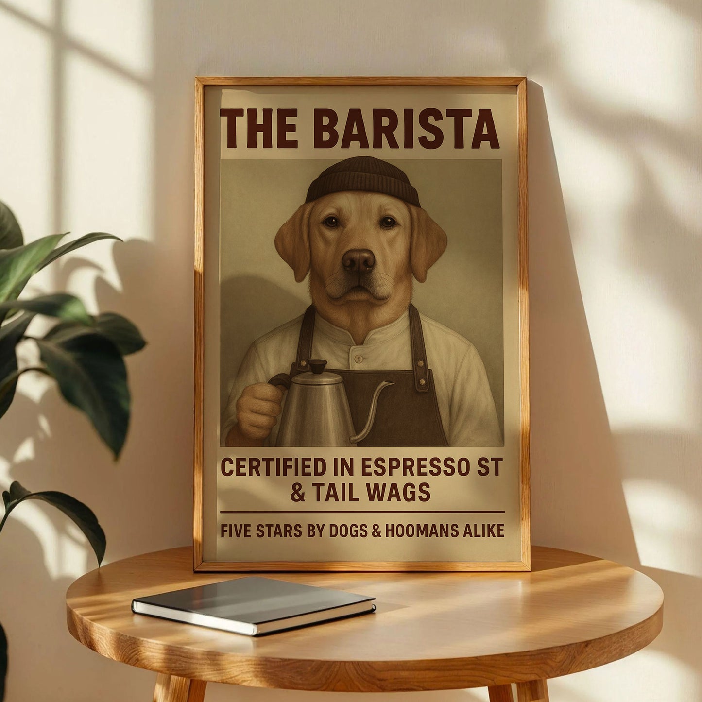 Barista Pet Portrait in Coffee Shop Poster