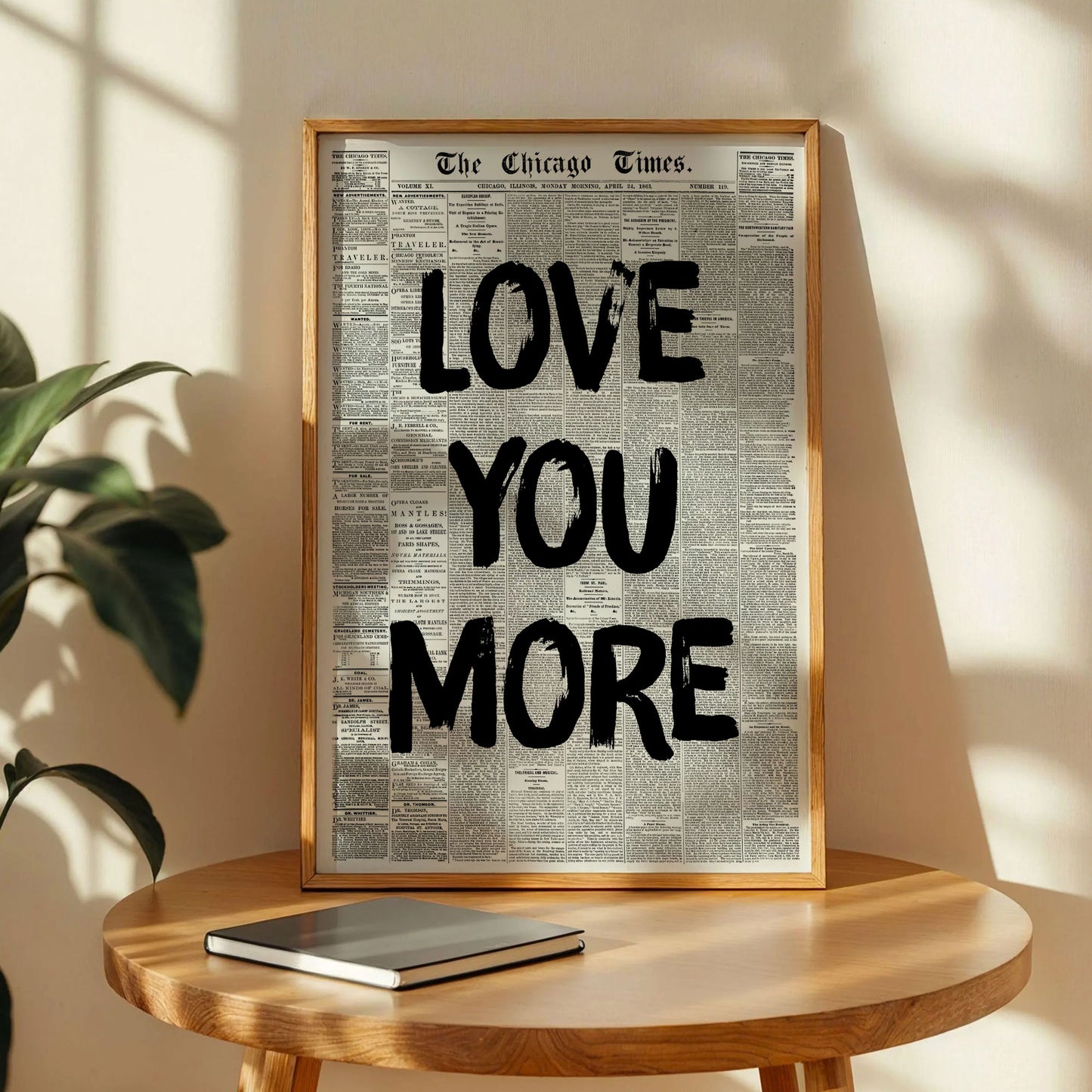 Love You More Newspaper Print Art