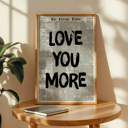 Love You More Newspaper Print Art