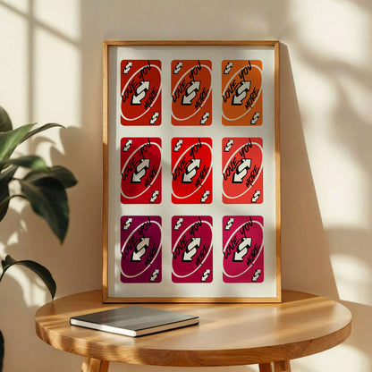 Love You More Uno Style Card Poster