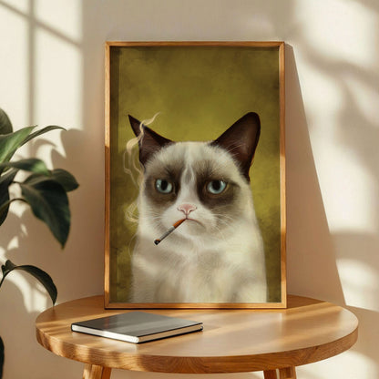 Cat Smoking A Cigar Art Print
