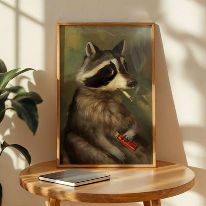 Raccoon Smoking Poster