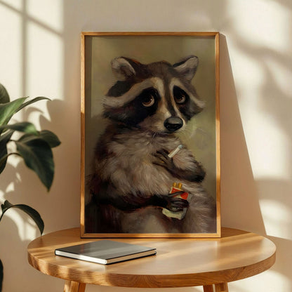 Raccoon Smoking Poster