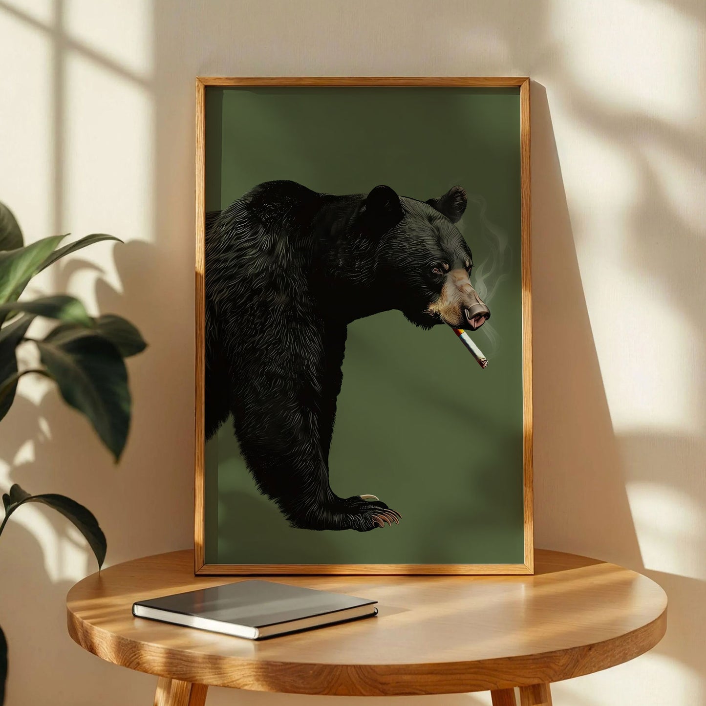 Funny Bear with Cigarette Poster