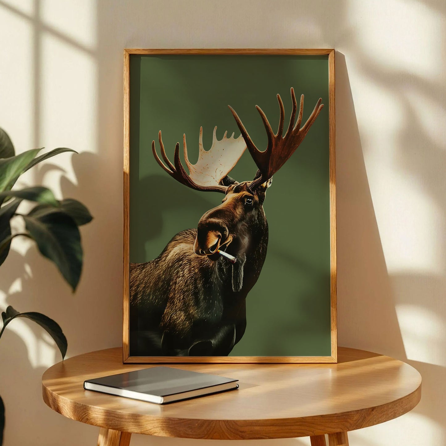 Funny Moose Smoking Poster