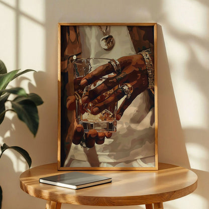 Whiskey Glass with Hand and Jewelry Poster