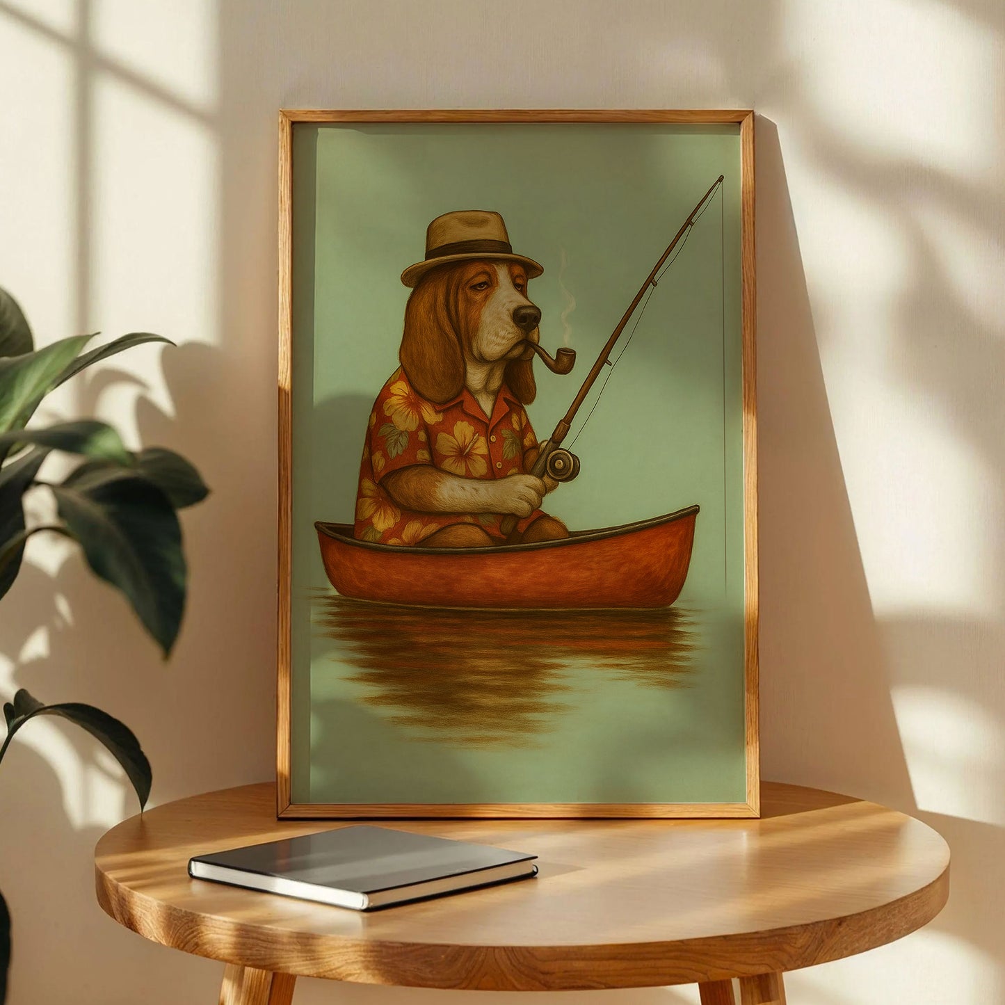 Basset Hound Fishing Art Print