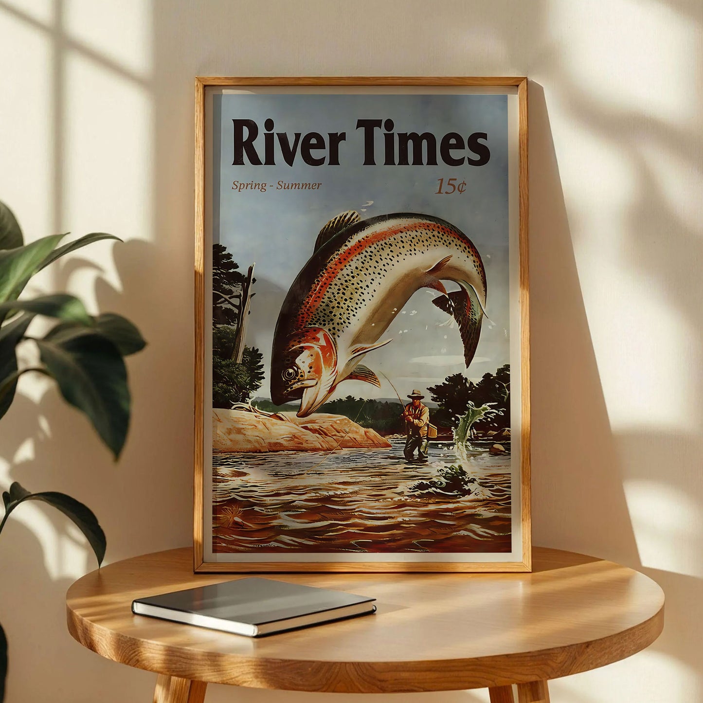 Retro River Fishing Print