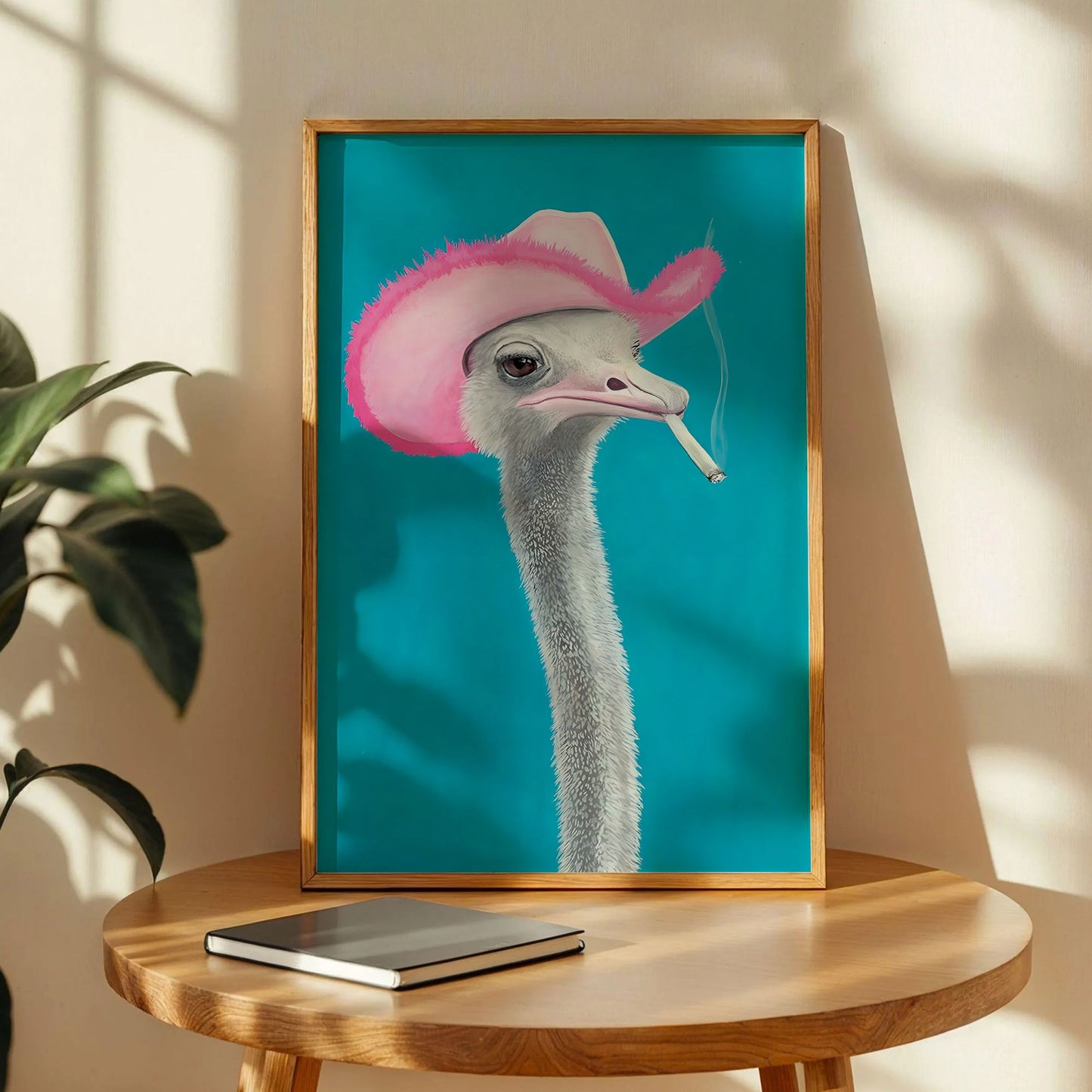 Linda the Ostrich Pink Cowboy Hat Art Print