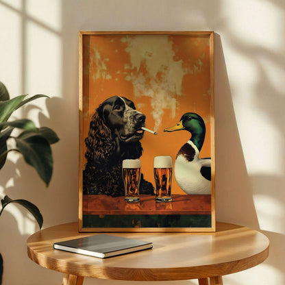 Vintage Springer Spaniel And A Mallard Poster
