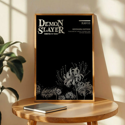 Kimetsu No Yaiba Black and White Spider Lily Vertical Poster